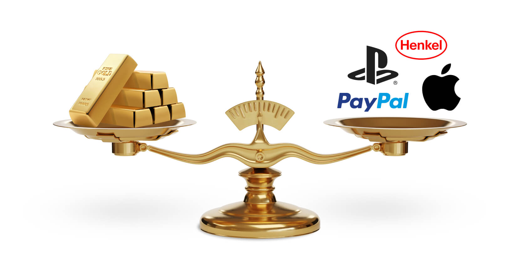 Naložbe - uravnotežena tehtnica z zlatom in S&P 500